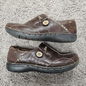 Clarks Un Loop Women’s Loafers Brown Slip On Un Structured Casual Shoes Size 7.5